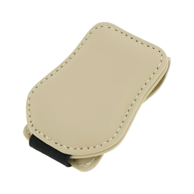 Clip para gafas de sol en el coche Unique Bargains con soporte magnético universal para parasol de coche de cuero Nappa beige 7.5x5cm 1 Pcs