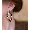thumbnail image 2 of Clip on 1 1/2" gold, black, white animal print PU leather square earrings, 2 of 4