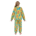 thumbnail image 3 of Fluffy Pajamas Set Fuzzy Winter Warm Pj Sets Pullover Tops and Long Pants Yellow Sunflowers with Happy Faces Small, 3 of 7
