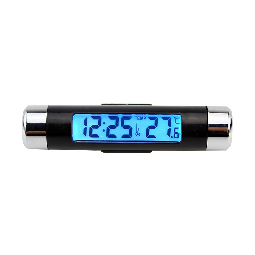 2in1 Digital LED Car Clock Thermometer Temperature LCD Backlight Without Battery 