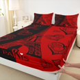 thumbnail image 2 of Manfei Romantic Eiffel Tower Twin Sheet Sets, Valentines Day Twin Fitted Sheet, Black Red Love Heart Flat Sheet, Lightweight Room Decor, 3-Piece, 2 of 6