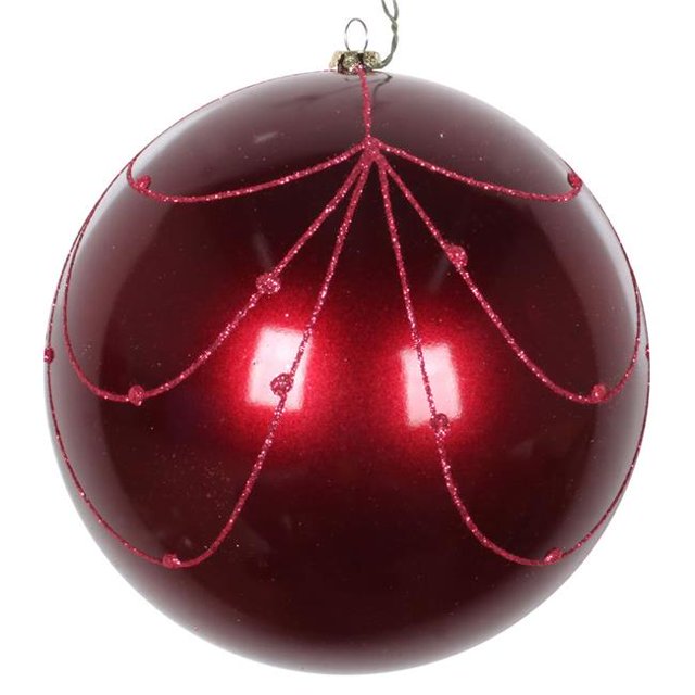 Vickerman MT194721D Rideau Ornemental 6 Po. Baies Rouges Bonbon Paillettes - 3 par Sac