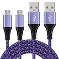 thumbnail image 3 of Micro Usb Cable 6ft 2 Pack,ABCPOW Android Cable Nylon Braided Micro USB Fast Charging Micro Cables Cords,Purple, 3 of 6