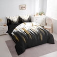 thumbnail image 3 of Manfei Abstract Oil Painting Twin Bedding Sets 7pcs, Black Gold Ombre Bedding Comforter Set, Watercolor Brush Strokes Sheet Sets, Luxury Bedroom Decor, 3 of 8
