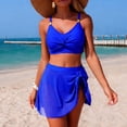 thumbnail image 6 of ZXLBBD Swimsuits for Women Elegant Solid Color Adjustable Straps Ruched Tankini with Ruffle Elastic Waist Swim Skirts Casual Swimming Beachwear, 6 of 7