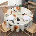 thumbnail image 3 of Beige Halloween Pumpkins Ghosts and Bats Round Tablecloth 60"x60",Wrinkle Wipeable Table Cloth for Kitchen Dining Room Picnic Patio Party, 3 of 6