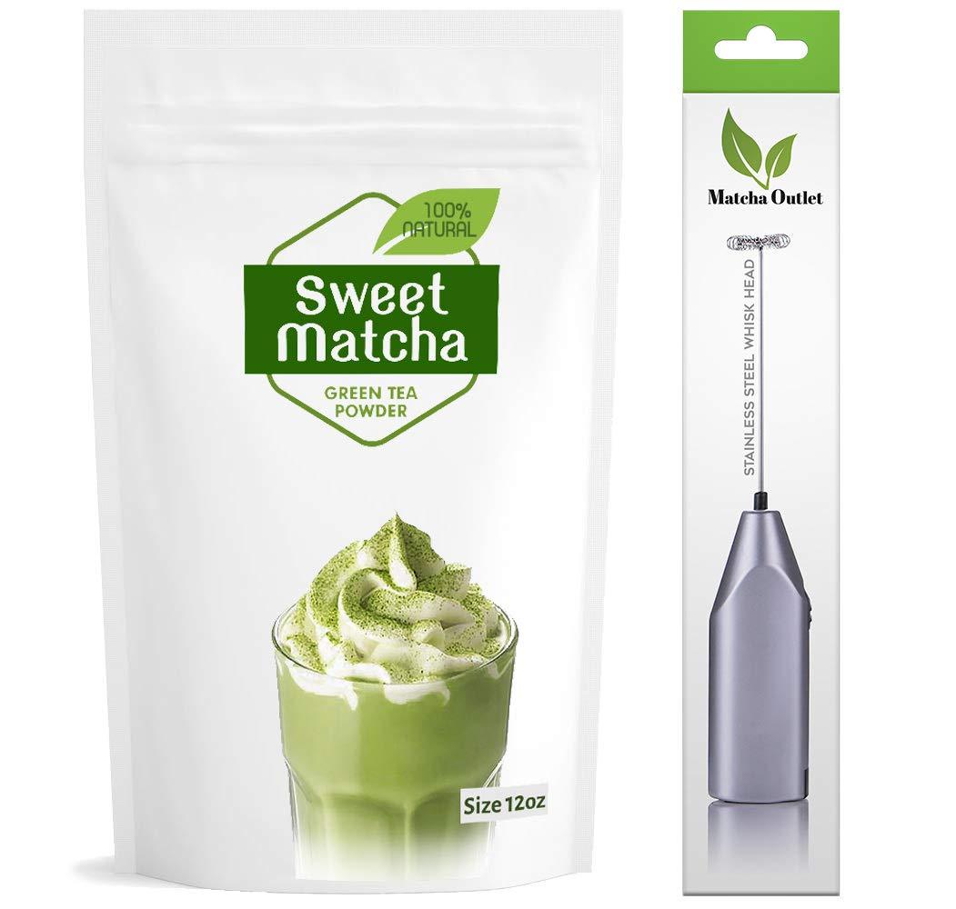 Sweet Matcha Latte Green Tea Powder Japanese Mix 12oz with Electric