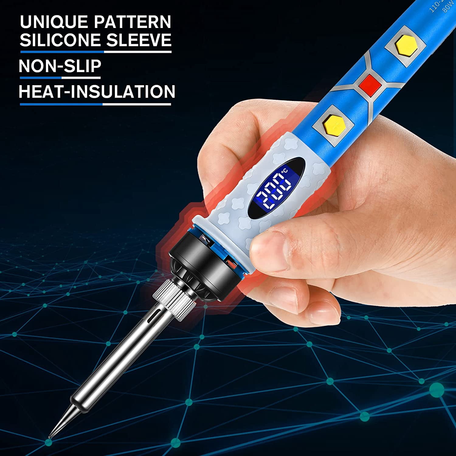 SREMTCH Upgraded 80W 9-in-1 Adjustable Temperature Soldering Kit