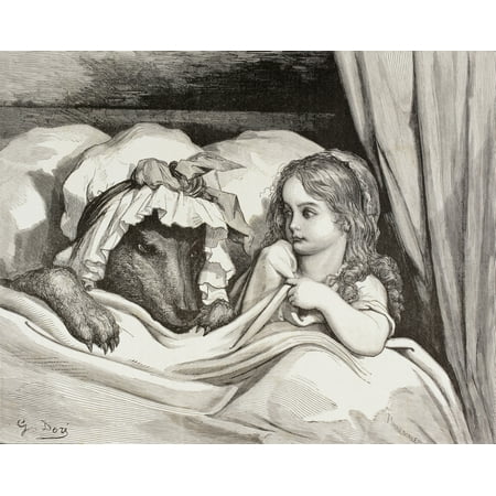 Scene From Little Red Riding Hood By Charles Perrault Little Red Riding Hood In Bed With The Wolf Who Is Dressed As Her Grandmother After Eating Her What Big Teeth You Have After A Work By Gustave Dor