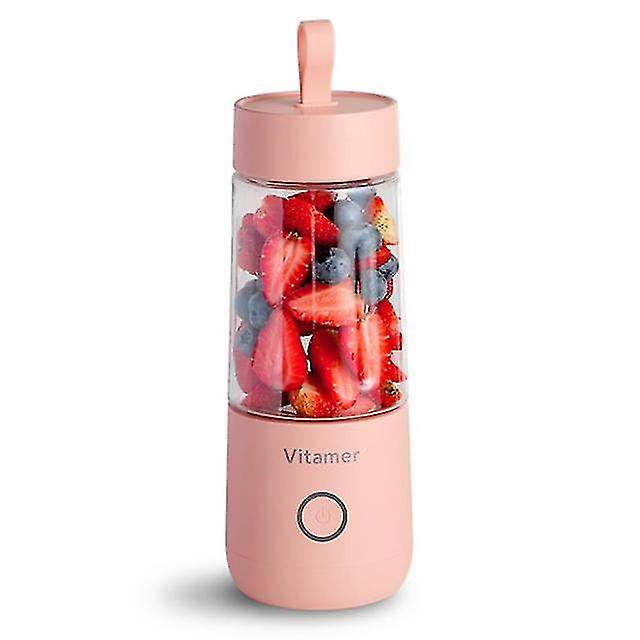Exprimidor de frutas eléctrico portátil de 350 ml, licuadora de batidos recargable por USB, Mini batidora de frutas, taza de jugo, batidora de cocina,/rosa/ kaili Sencillez
