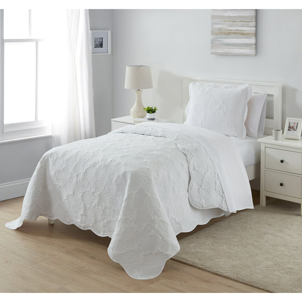 Simply Shabby Chic White Rose 2Piece Quilt Set, Twin