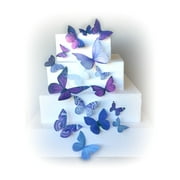 Purple Lavender Assorted Sizes Wafer Paper Butterflies for Decorating Desserts Cupcakes Wedding Cakes Pack of 15