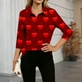 thumbnail image 2 of DAFPZW Valentine's Day Love Print Shirt for Women Casual 3/4 Sleeve Dressy Blouse Work Business Spring Summer Fashion Outfits, 2 of 5