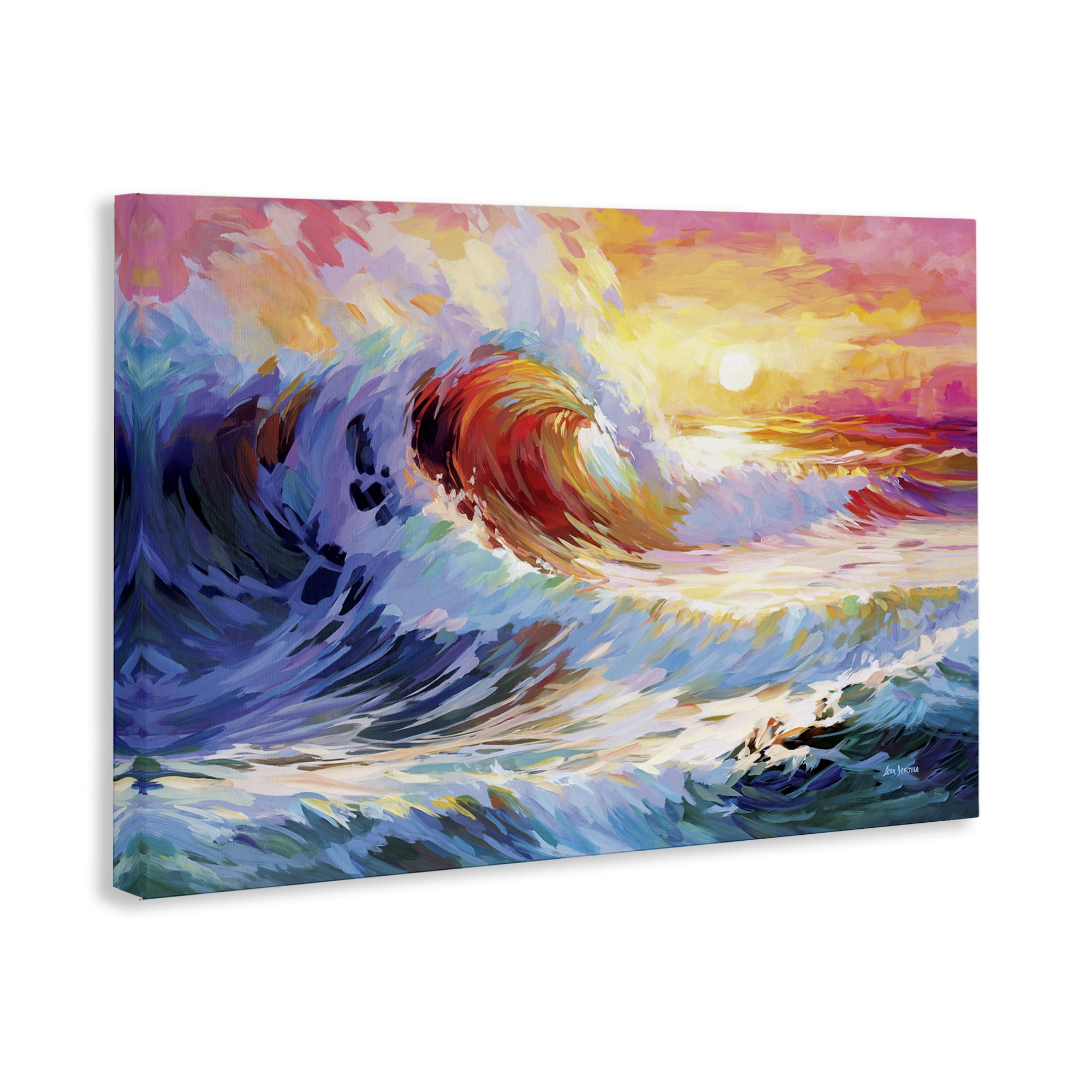 Stupell Industries Sunrise over Ocean Wave Nautical & Beach Painting Wrapped Canvas Art Print Wall Art, 30 x 20
