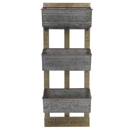 3 Tier Wood Frame With Metal Planter