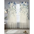 thumbnail image 2 of Blue Flower Sheer Curtains 84 Inch Length 2 Panels Set for Living Room/Bedroom, Farmhouse Eucalyptus Retro Country Plant Curtain Sheers Drapes Rod Pocket Curtains Window Treatment Set 52''x84''x2, 2 of 7