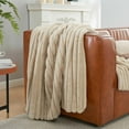 thumbnail image 5 of Faux Fur Throw Blanket for Couch, Ultra Cozy Fuzzy Fluffy Fur Luxurious Soft Striped Plush Gift Blankets for Family Sofa Chair Bedroom, 60"x80", 5 of 9