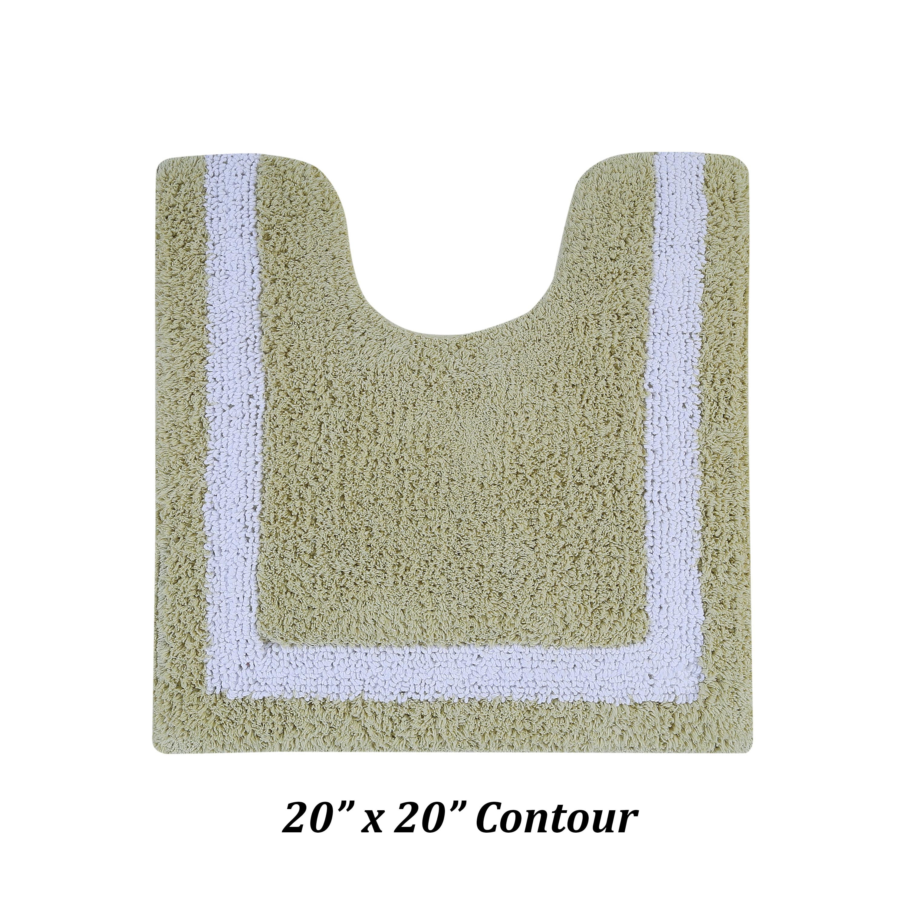 Better Trends 5 Piece Bathroom Rugs Set 100% Cotton Soft Bath Mat Water Absorbent, Reversible, Machine Washable for Home, Bathroom Decor Toilet Base Contour Mat, Hotel Multi Collection - Sage/White