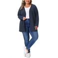 thumbnail image 2 of Agnes Orinda Women's Plus Size Sweaters Long Sleeve Casual Loose Open Front Knit Cardigans 2X Dark Blue, 2 of 5