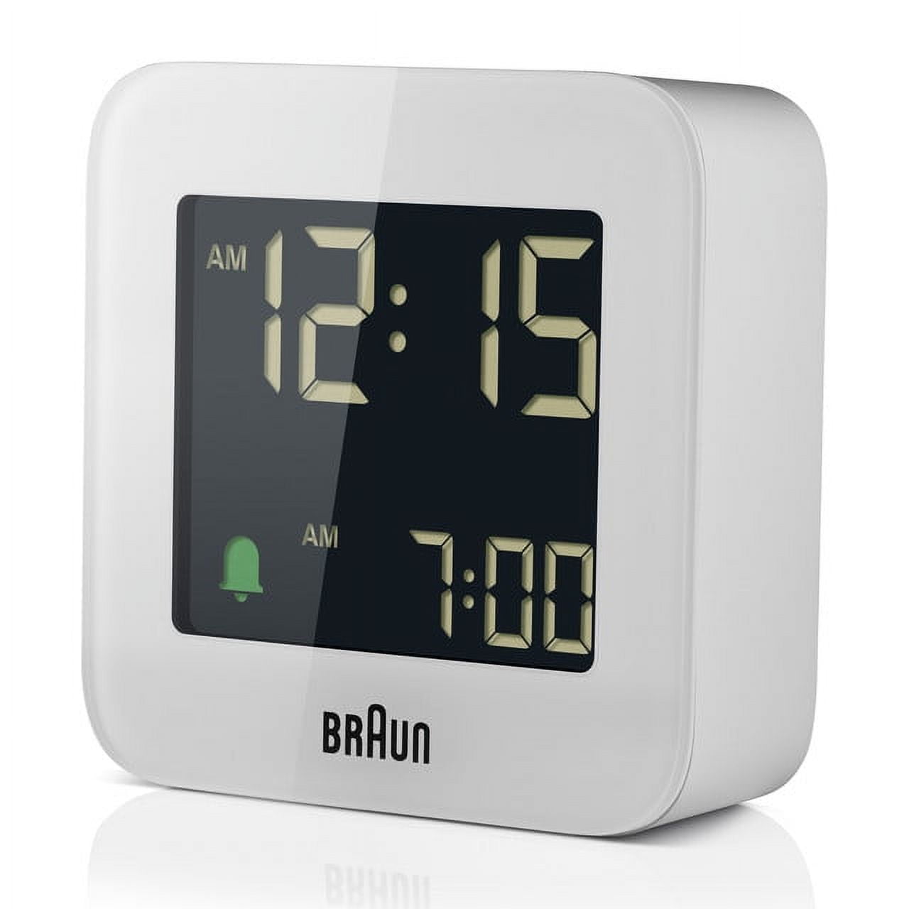 Braun BC 08 W: Sleek White Digital Travel Alarm Clock with Snooze, Negative LCD Display, and Quick photo Braun BC 08 W: Sleek White Digital Travel Alarm Clock with Snooze, Negative LCD Display, and Quick