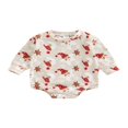 thumbnail image 1 of PENGXIANG Baby Girl Romper  Long Sleeve  Neck Cartoon Ghost / Santa / Flower Loose Button Romper, 1 of 8