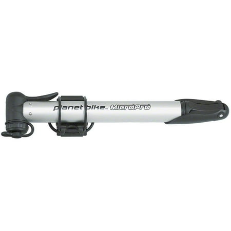 Planet Bike Air Kiss - Planet Bike MicroPro Mini Frame Pump with Bracket: Presta/Schrader, Silver/Black