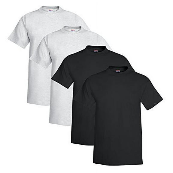 Hanes Mens Beefy-T Short-Sleeve T-Shirt - Best-Seller! (Pack of 4) (2 Ash / 2 Black)