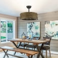thumbnail image 3 of Parrot Uncle Farmhouse 24" Drum Bladeless Ceiling Fan with Lights and Remote, Brown Chandelier Ceiling Fan for Dining Room, 3 of 10