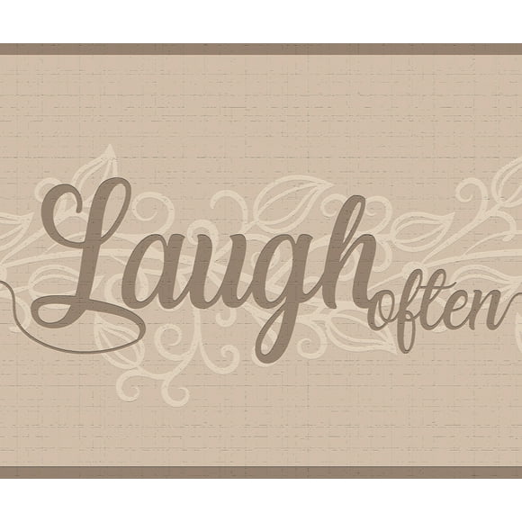 Dundee Deco's Peel and Stick Wallpaper Border - Retro Sepia, Beige Live, Love, Laugh Wall Border Retro Design, 15 ft x 7 in (4.57m x 17.78cm), Self Adhesive