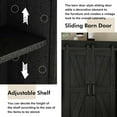 thumbnail image 4 of Rustic Wood Wall Storage Cabinet with Two Sliding Barn Door, 3-Tier Decorative Farmhouse Vintage Cabinet for Kitchen Dining, Bathroom, Living Room,Black, 4 of 16