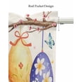 thumbnail image 5 of Easter Eggs Linen Curtain Valance for Bedroom/Bathroom/Kitchen/Office/Living/Dining Room Windows,Colorful Flower Spring Summer Seasonal Holiday Pocket Topper Drapes Decorative Cafe Drapery 54x18, 5 of 6