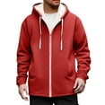 thumbnail image 3 of qolati Mens Hoodies Oversized Fleece Sweatshirt Full Zip Hoodie Sweater Jacket Casual Long Sleeve Winter Warm Coat with Pockets Red XXXL, 3 of 9