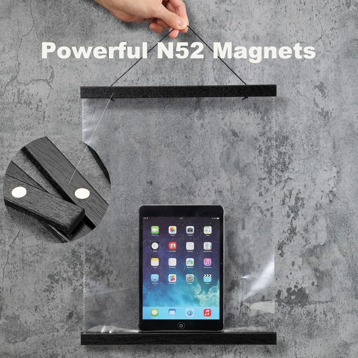 RGHJAR-2 Pack Magnetic Poster Hanger Frame, 14x22 14x20 14x24 Magnet Poster Frame Hangers for Hanging Posters, Prints, Photos, Pictures, Maps, Scrolls, and Canvas Artwork (Black, 14")