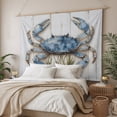 thumbnail image 3 of Blue Crab Coastal Large Tapestry for Bedroom Wall Hanging Tapestry, Vintage Beach Nautical Coral Sea Ceiling Backdrop Tapestries Poster Blanket Wall Decor for Teens Room Living Room Dorm 85" x 90", 3 of 8