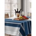 thumbnail image 6 of Lake Blue Stripes Table Cloth, Minimalist Abstract Vertical Lines Waterproof Tablecloth for Rectangle Tables, Reusable Washable Fabric Table Cover for Restaurant Kitchen Dining Tables 60"x84", 6 of 6