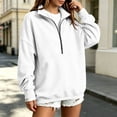thumbnail image 3 of Horkkom Quarter Zip Sweatshirt for Women Solid Color Loose Pullover Long Sleeve Tops Casual Tunic Sweatshirt S, 3 of 5
