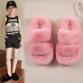 thumbnail image 2 of Pantuflas mullidas para niñas, pantuflas para uso exterior, sandalias de princesa de moda para niñas, pantuflas de algodón de felpa a la moda, 2 of 6