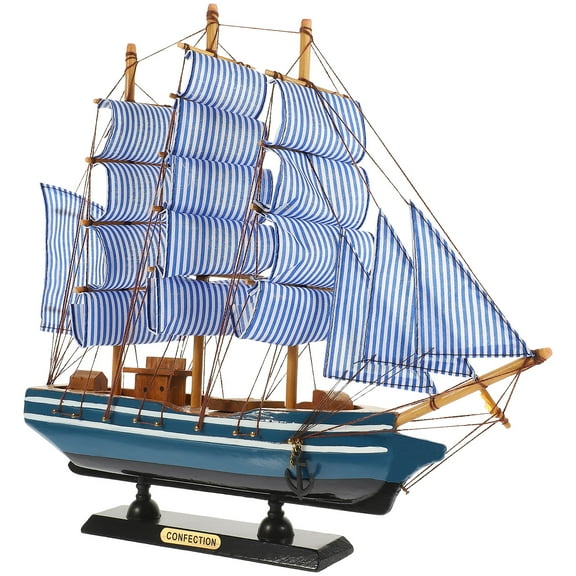 SILENRADAWN 1Set Wooden Sailboat Model Mini Furniture Delicate Style Coastal Theme Decorative Ornament