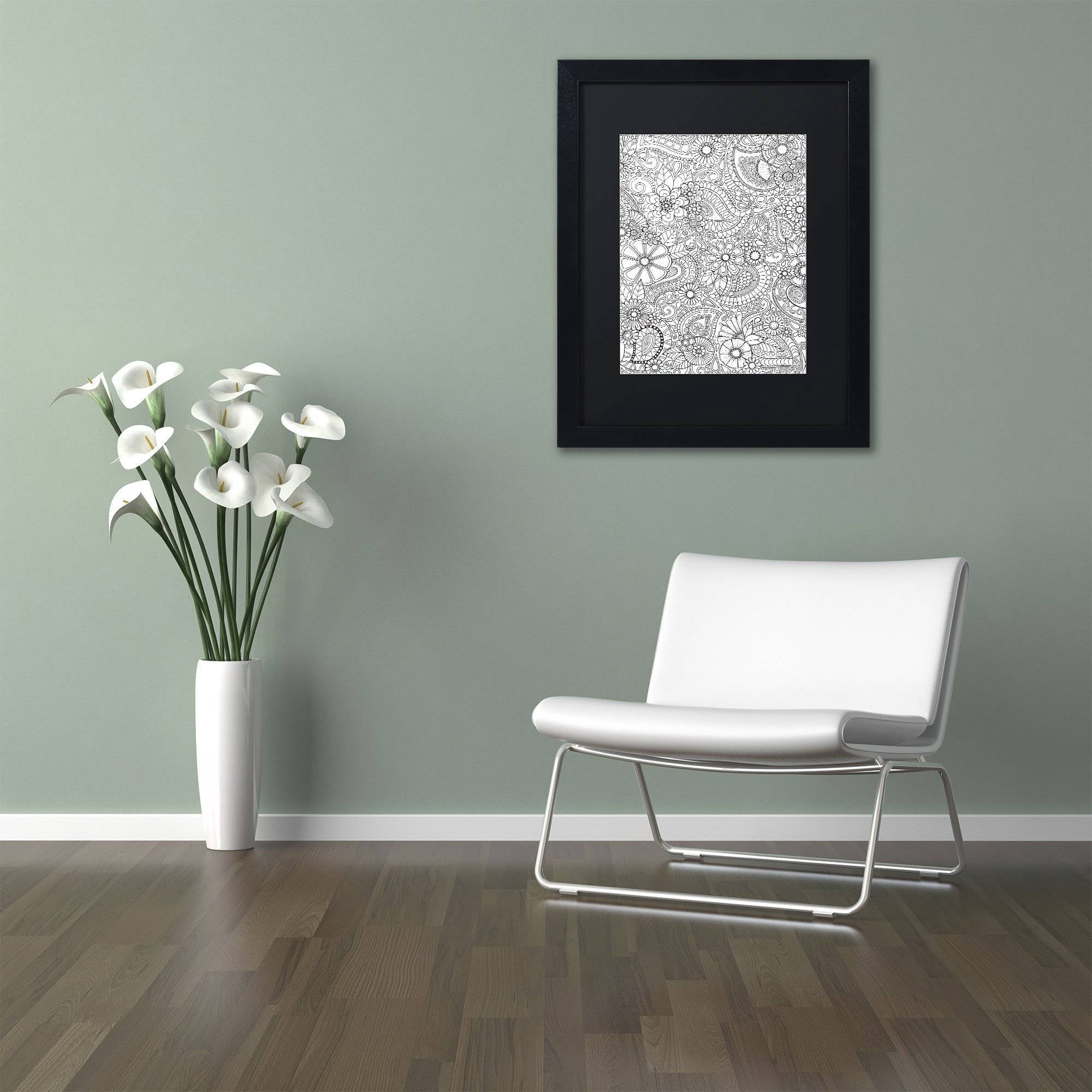 Trademark Fine Art "Paisley Blooms" Canvas Art by Hello Angel, Black Matte, Black Frame
