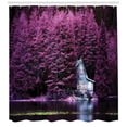 thumbnail image 2 of Lavender Shower Curtain, Purple Trees by a Lake with Blue Wooden Rustic Lakehouse Lodge Romantic Spring Nature, Fabric Bathroom Set with Hooks, 69W X 75L Inches Long, Purple, by Ambesonne, 2 of 2