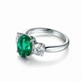 thumbnail image 4 of Oval Cut Lab-Created Emerald and Moissanite Engagement Ring in 925 Sterling Silver for Women, 4 of 9