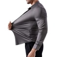 thumbnail image 2 of Deago Men's Dress Shirts Solid Long Sleeve Stretch Wrinkle-Free Wedding Formal Shirt Business Casual Button Down Shirts (Gray, S), 2 of 8