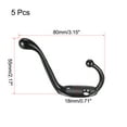 thumbnail image 2 of Unique Bargains Dual Prong Coat Hooks Wall Mounted Retro Double Hooks Utility Black Hook for Coat Towel Hat 80mm x 18mm x 55mm 5Pcs, 2 of 5