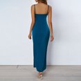 thumbnail image 5 of RYDCOT Cocktail Dresses for Women Wedding Guest Sleeveless Satin Spaghetti Strap V Neck Split Long Dress Elegant Dresses for Women Evening Party on Clearance Blue, 5 of 6