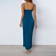 thumbnail image 4 of Sexy Vestido sin Espalda para las Mujeres Diseño de Cuello en V de Color Sólido, Cintura Oculta Detalle de Ventilación de Cremallera, 4 of 6