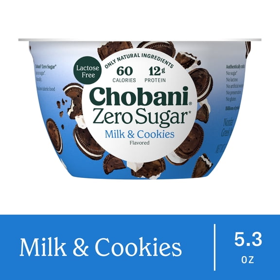 Chobani Zero Sugar Non-Fat Greek Yogurt Milk & Cookies 5.3 oz Cup