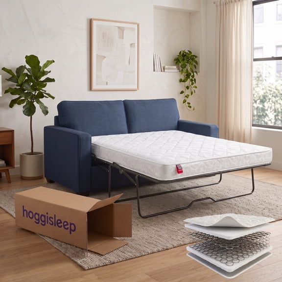 52" x 72" Full, 5 Inch Sleeper Sofa Bed Mattress - Innerspring, Medium Firm, Waterfall White Designer Jacquard Cover, Bed in a Box Mattress, Made in USA