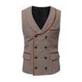 thumbnail image 6 of IROINNID Men's Sleeveless V-Neck Short Vest Stripes Casual Four Seasons Fit Elegant Suit Vest, 6 of 9