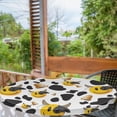 thumbnail image 2 of Ambesonne Emoji Fitted Round Tablecloth, Cow Print Spots Bells Pattern, 45"- 56" Diameter, Pale Orange and Dark Grey, 2 of 5