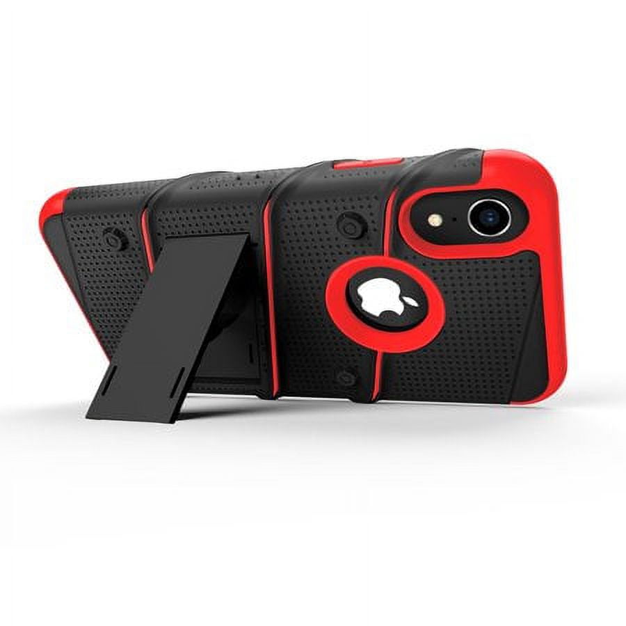 ZIZO BOLT Series for iPhone XR Case Military Grade Drop Tested with Tempered Glass Screen Protector Holster and Kickstand BLACK RED